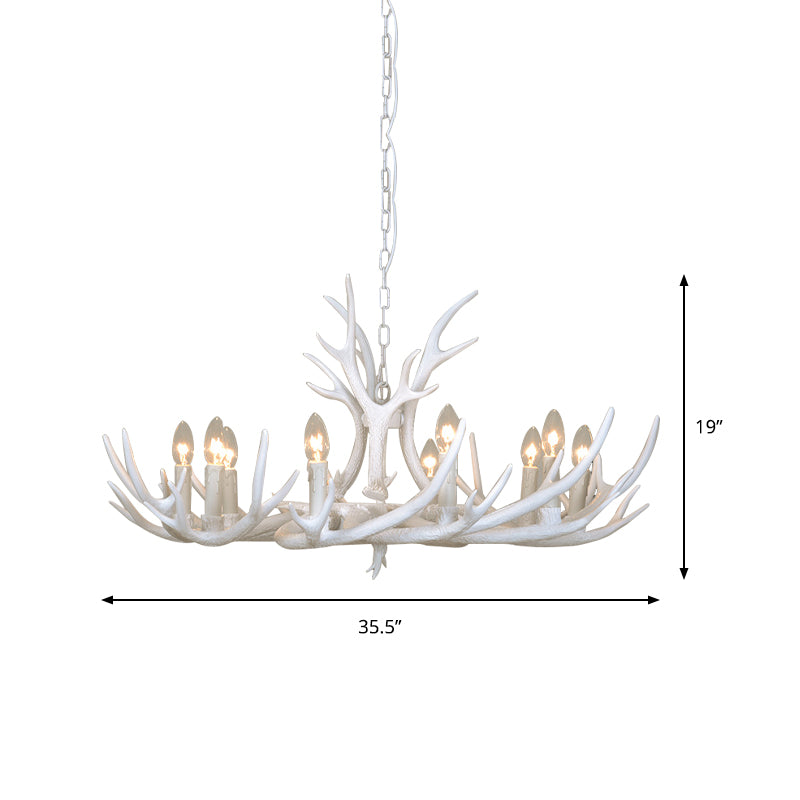 Resin Candelabra Chandelier Lamp Farmhouse 4/6/8-Head Living Room Pendant Ceiling Light in White Clearhalo 'Ceiling Lights' 'Chandeliers' Lighting' options 233507