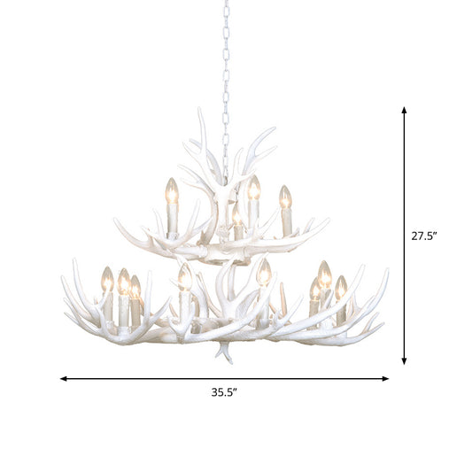 Resin Candelabra Chandelier Lamp Farmhouse 4/6/8-Head Living Room Pendant Ceiling Light in White Clearhalo 'Ceiling Lights' 'Chandeliers' Lighting' options 233511