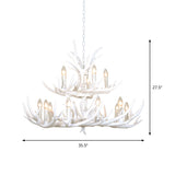 Resin Candelabra Chandelier Lamp Farmhouse 4/6/8-Head Living Room Pendant Ceiling Light in White Clearhalo 'Ceiling Lights' 'Chandeliers' Lighting' options 233511