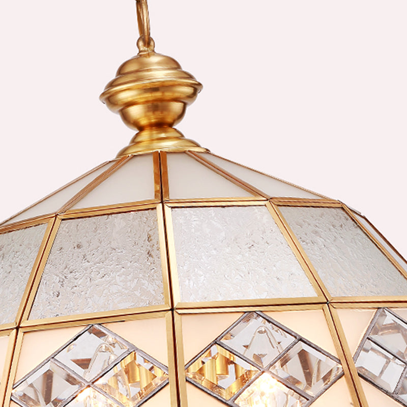 Dome Pendant Chandelier Traditional Milk Glass 7 Bulbs Brass Hanging Ceiling Light Clearhalo 'Ceiling Lights' 'Chandeliers' 'Glass shade' 'Glass' Lighting' 233523