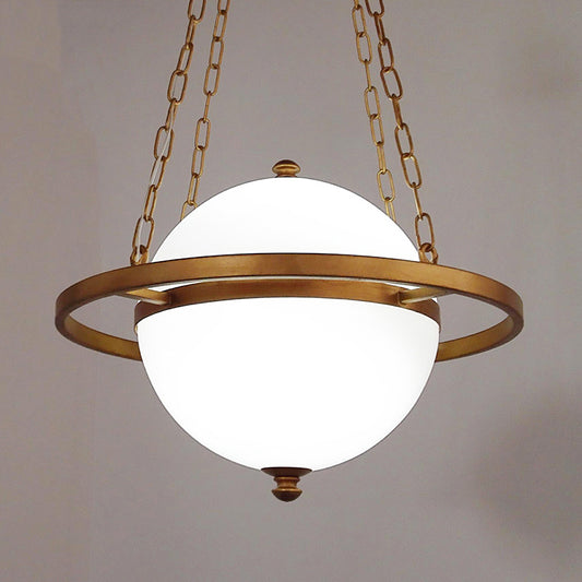 Nordic Sphere Suspension Pendant Opal Glass 1 Head Hanging Light Fixture in Gold for Living Room Gold Clearhalo 'Ceiling Lights' 'Chandeliers' 'Glass shade' 'Glass' 'Pendant Lights' 'Pendants' Lighting' 233524