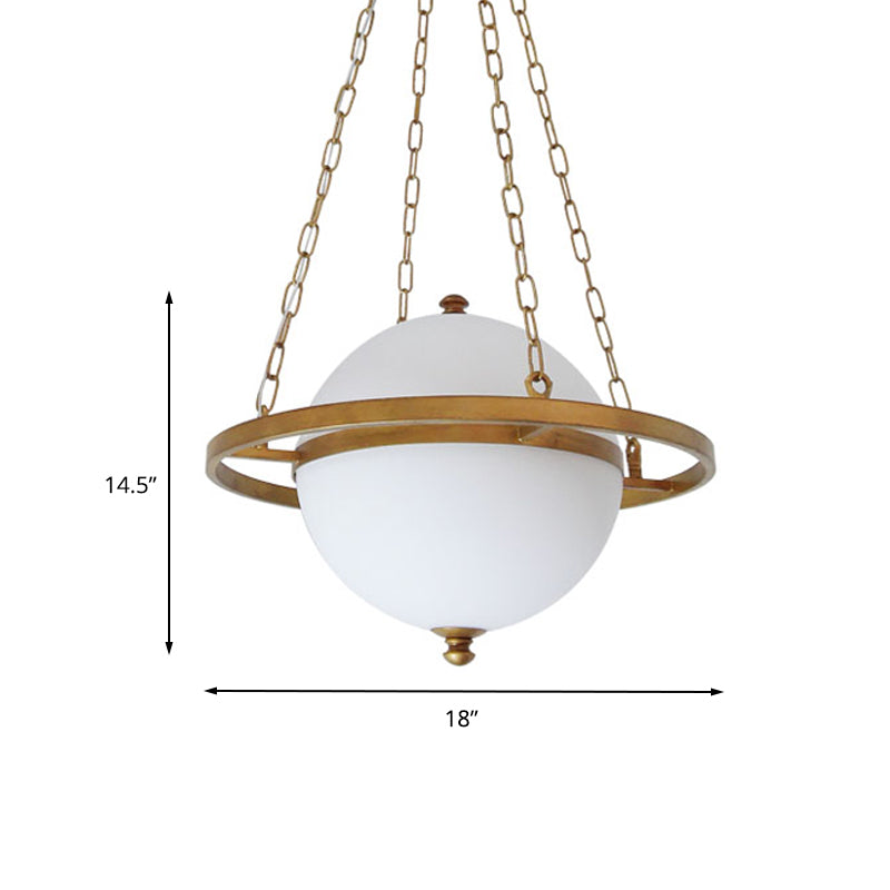 Nordic Sphere Suspension Pendant Opal Glass 1 Head Hanging Light Fixture in Gold for Living Room Clearhalo 'Ceiling Lights' 'Chandeliers' 'Glass shade' 'Glass' 'Pendant Lights' 'Pendants' Lighting' 233527