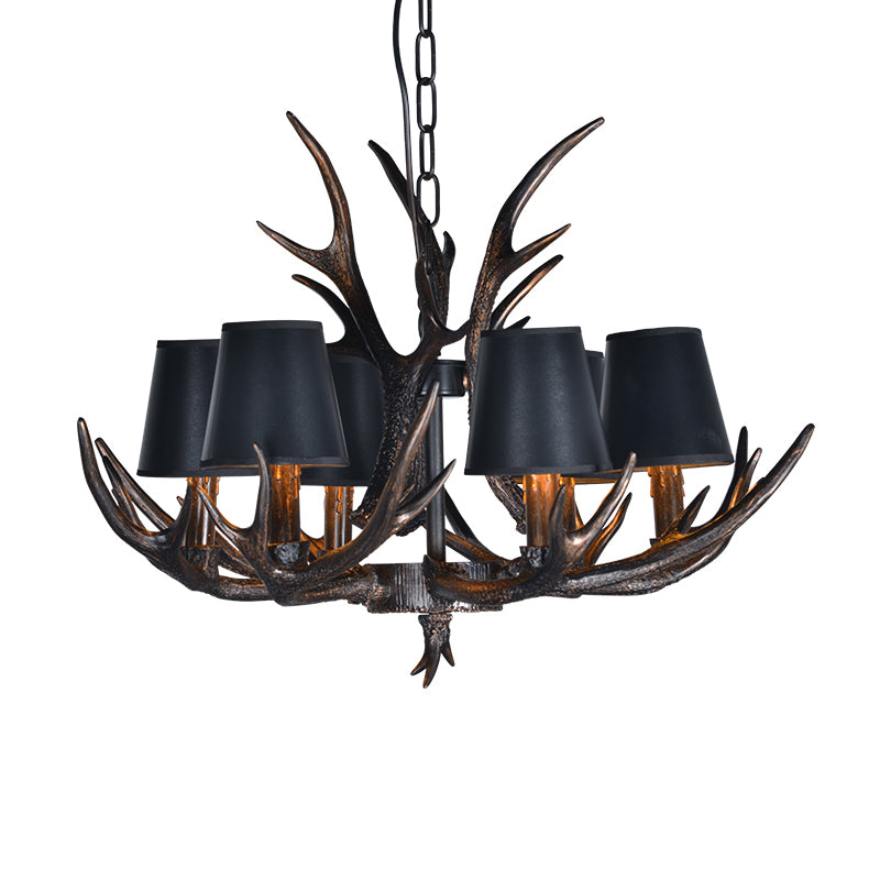 Traditional Tapered Shaped Hanging Lamp 4/6/10 Bulbs Resin Chandelier Light Fixture in Black for Restaurant Clearhalo 'Ceiling Lights' 'Chandeliers' Lighting' options 233534