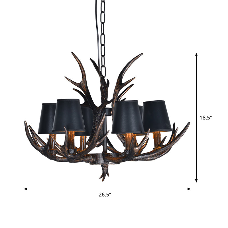 Traditional Tapered Shaped Hanging Lamp 4/6/10 Bulbs Resin Chandelier Light Fixture in Black for Restaurant Clearhalo 'Ceiling Lights' 'Chandeliers' Lighting' options 233535