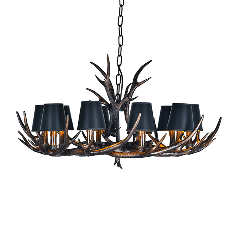 Traditional Tapered Shaped Hanging Lamp 4/6/10 Bulbs Resin Chandelier Light Fixture in Black for Restaurant Clearhalo 'Ceiling Lights' 'Chandeliers' Lighting' options 233538