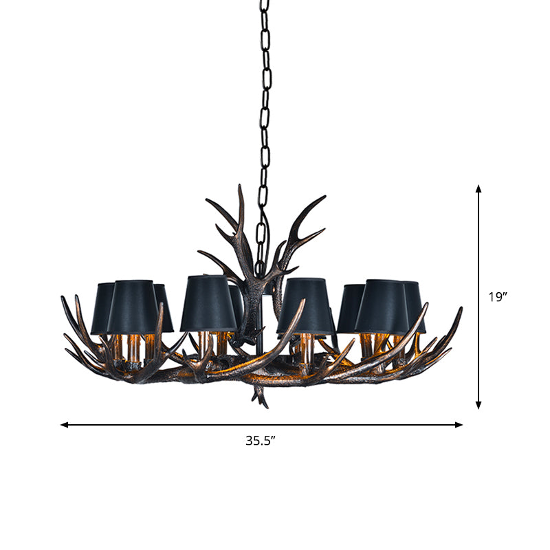 Traditional Tapered Shaped Hanging Lamp 4/6/10 Bulbs Resin Chandelier Light Fixture in Black for Restaurant Clearhalo 'Ceiling Lights' 'Chandeliers' Lighting' options 233539