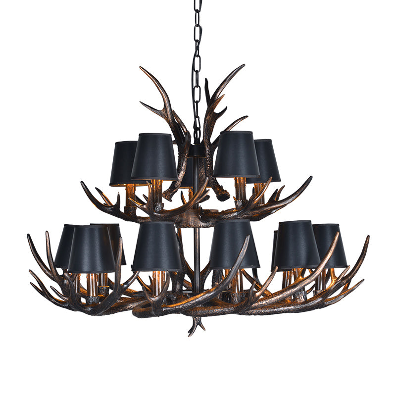 Traditional Tapered Shaped Hanging Lamp 4/6/10 Bulbs Resin Chandelier Light Fixture in Black for Restaurant Clearhalo 'Ceiling Lights' 'Chandeliers' Lighting' options 233542