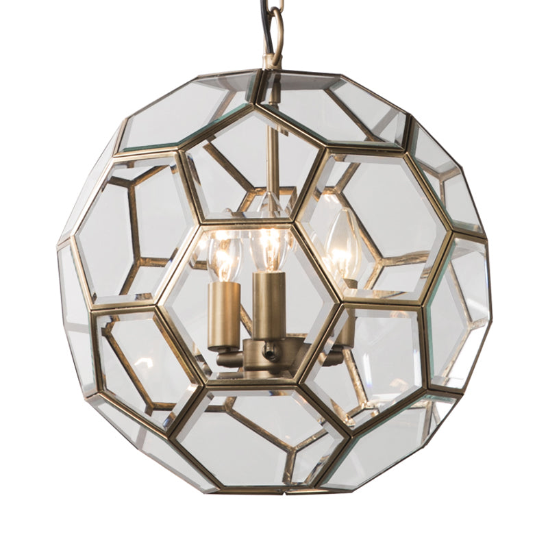 Clear Glass Ball Chandelier Lamp Minimalism 3 Heads Brass Pendant Lighting Fixture for Living Room Clearhalo 'Ceiling Lights' 'Chandeliers' 'Glass shade' 'Glass' Lighting' 233585