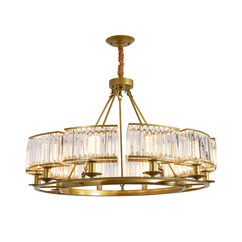 Circle Crystal Prism Suspension Light Minimalist Gold Finish Chandelier for Restaurant Clearhalo 'Ceiling Lights' 'Chandeliers' 'Modern Chandeliers' 'Modern' Lighting' 2335898