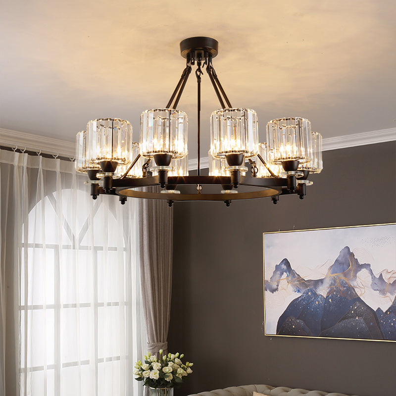 Cylindrical Ceiling Pendant Lamp Modern Crystal Living Room Chandelier Light Fixture Clearhalo 'Ceiling Lights' 'Chandeliers' 'Modern Chandeliers' 'Modern' Lighting' 2335904