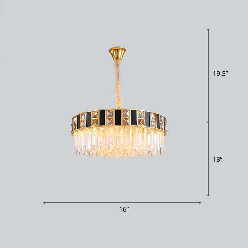 Modern Geometrical Chandelier Crystal Prism Living Room Suspension Light in Gold Gold 16" Clearhalo 'Ceiling Lights' 'Chandeliers' 'Modern Chandeliers' 'Modern' Lighting' 2335952