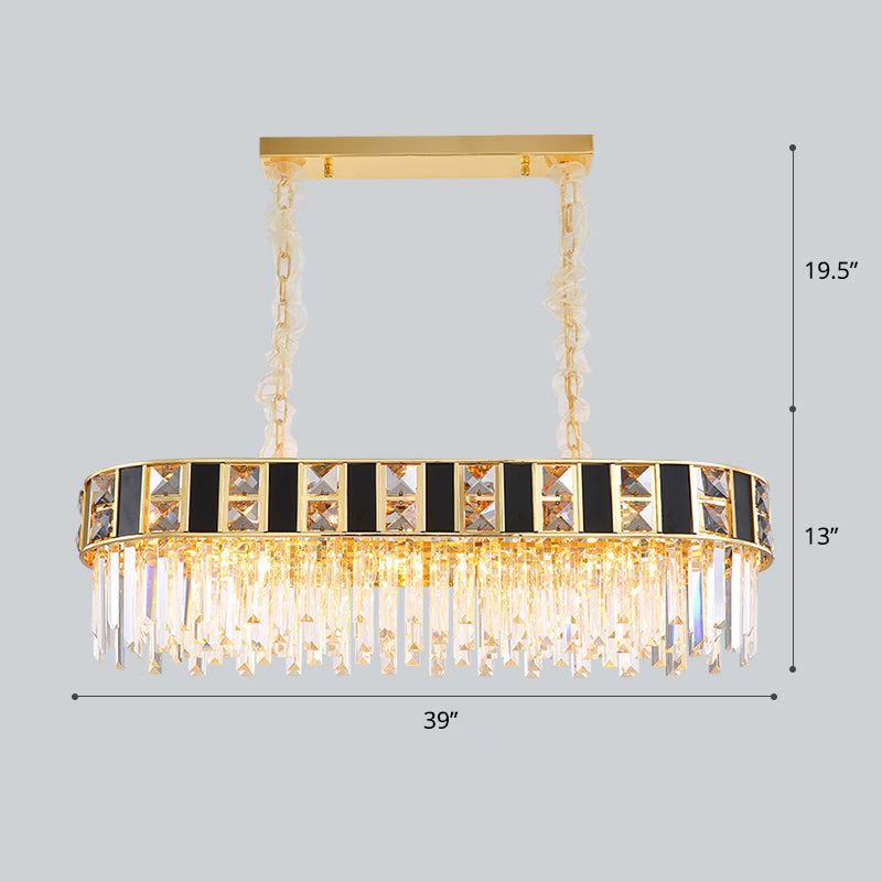 Modern Geometrical Chandelier Crystal Prism Living Room Suspension Light in Gold Gold 39" Clearhalo 'Ceiling Lights' 'Chandeliers' 'Modern Chandeliers' 'Modern' Lighting' 2335957