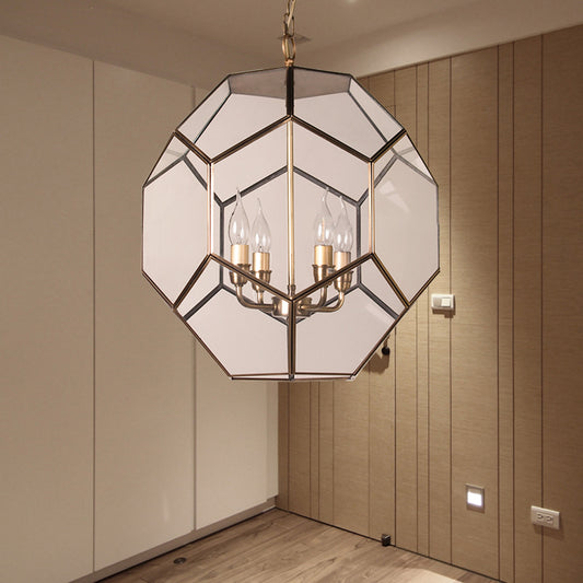 Hexagon Ceiling Chandelier Modernism Brown/ Clear Glass 4 Heads Hanging Light Fixture for Bedroom Clear Clearhalo 'Ceiling Lights' 'Chandeliers' 'Glass shade' 'Glass' Lighting' 233596