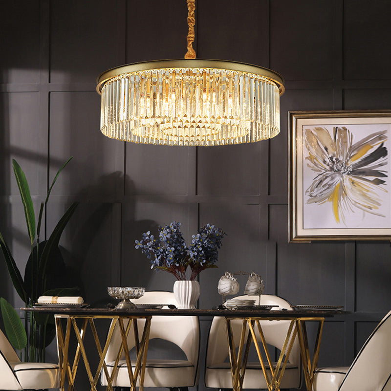 Gold Finish Circle Suspension Lighting Minimalist Prismatic Crystal Chandelier Lamp for Restaurant Gold 19.5" Clearhalo 'Ceiling Lights' 'Chandeliers' 'Modern Chandeliers' 'Modern' Lighting' 2335971