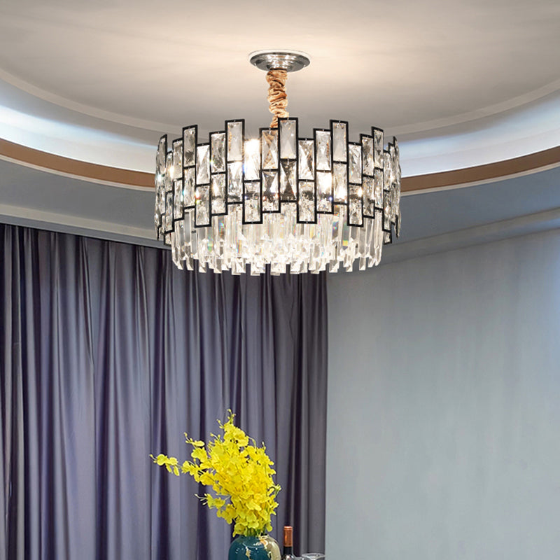 Round Living Room Chandelier Light Fixture K9 Crystal Modernism Hanging Pendant Light Clearhalo 'Ceiling Lights' 'Chandeliers' 'Modern Chandeliers' 'Modern' Lighting' 2335984