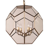 Hexagon Ceiling Chandelier Modernism Brown/ Clear Glass 4 Heads Hanging Light Fixture for Bedroom Clearhalo 'Ceiling Lights' 'Chandeliers' 'Glass shade' 'Glass' Lighting' 233598