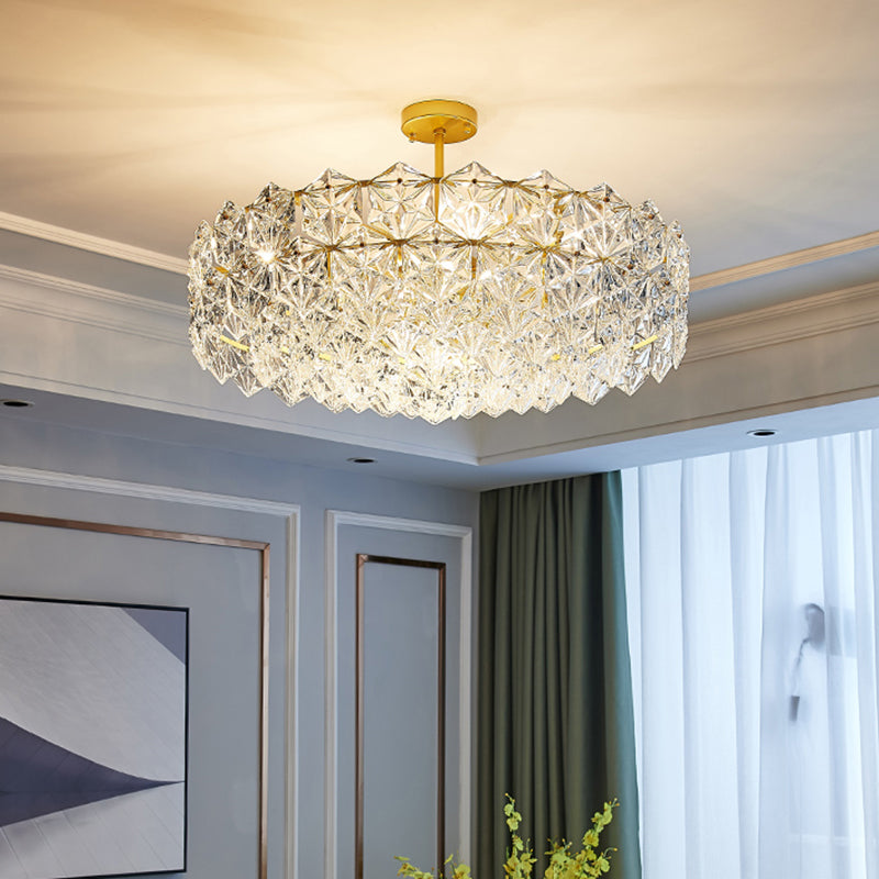 Crystal Hexagons Chandelier Minimalistic Gold Pendant Ceiling Light for Living Room Clearhalo 'Ceiling Lights' 'Chandeliers' 'Modern Chandeliers' 'Modern' Lighting' 2336006
