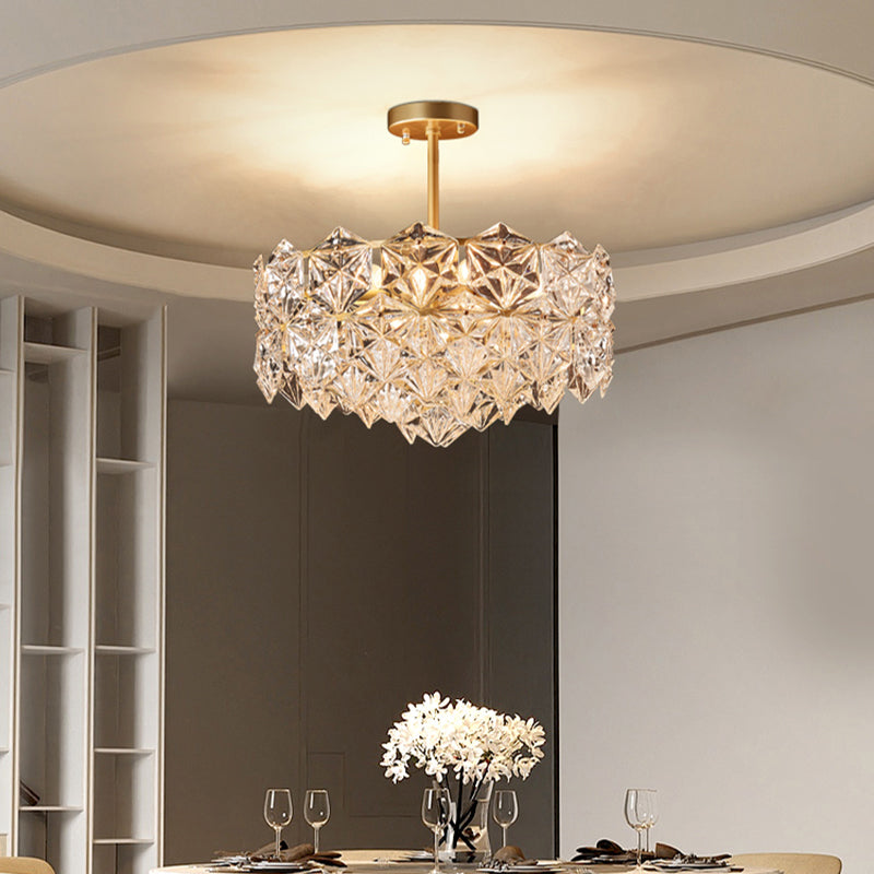 Crystal Hexagons Chandelier Minimalistic Gold Pendant Ceiling Light for Living Room Clearhalo 'Ceiling Lights' 'Chandeliers' 'Modern Chandeliers' 'Modern' Lighting' 2336010