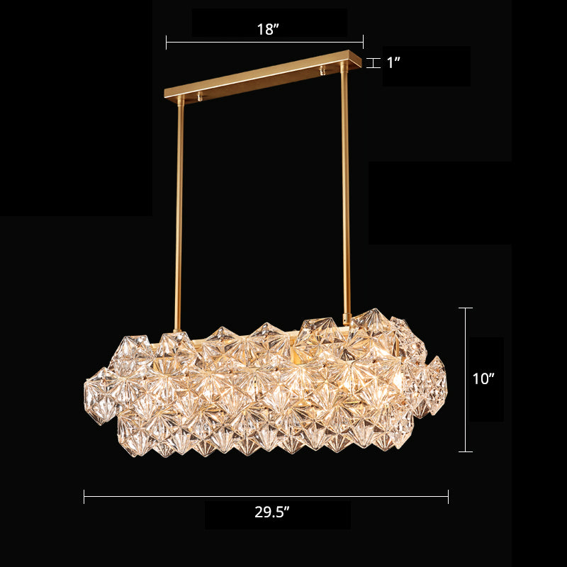 Crystal Hexagons Chandelier Minimalistic Gold Pendant Ceiling Light for Living Room Gold 29.5" Clearhalo 'Ceiling Lights' 'Chandeliers' 'Modern Chandeliers' 'Modern' Lighting' 2336011