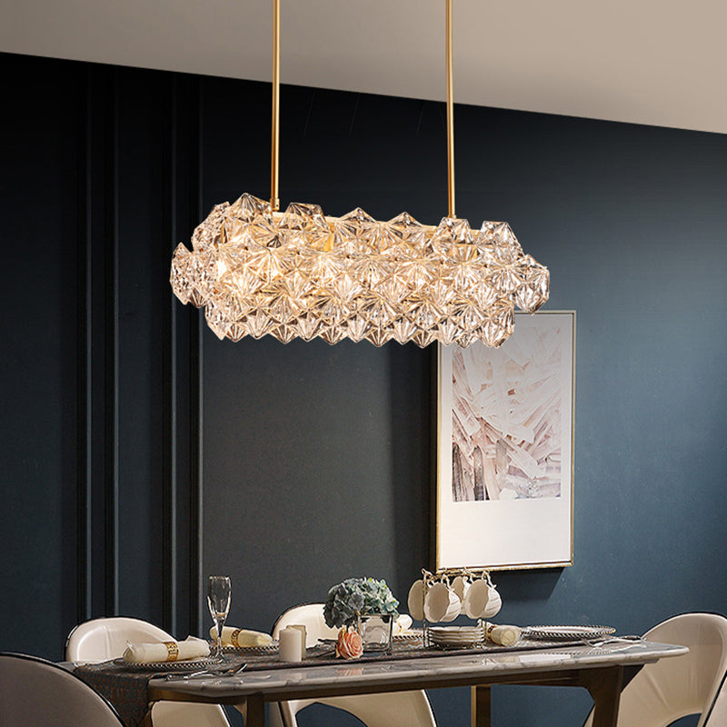 Crystal Hexagons Chandelier Minimalistic Gold Pendant Ceiling Light for Living Room Clearhalo 'Ceiling Lights' 'Chandeliers' 'Modern Chandeliers' 'Modern' Lighting' 2336012