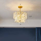 Living Room Ceiling Suspension Lamp Minimalist Gold Chandelier with Hexagonal Crystal Shade Gold 17" Clearhalo 'Ceiling Lights' 'Chandeliers' 'Modern Chandeliers' 'Modern' Lighting' 2336022