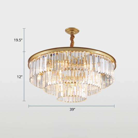 3-Ring Crystal Hanging Lamp Simplicity Gold Finish Chandelier Light for Dining Room Gold 39" Clearhalo 'Ceiling Lights' 'Chandeliers' 'Modern Chandeliers' 'Modern' Lighting' 2336043