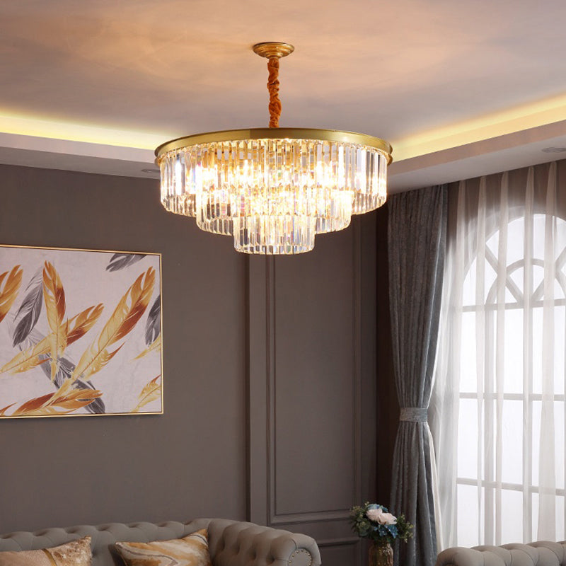 3-Ring Crystal Hanging Lamp Simplicity Gold Finish Chandelier Light for Dining Room Clearhalo 'Ceiling Lights' 'Chandeliers' 'Modern Chandeliers' 'Modern' Lighting' 2336045