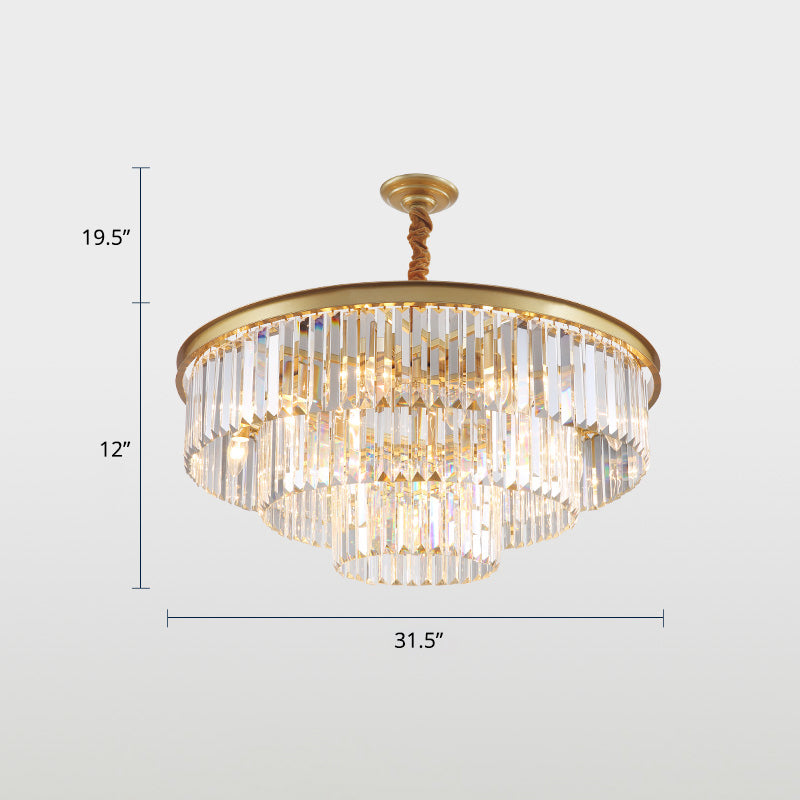 3-Ring Crystal Hanging Lamp Simplicity Gold Finish Chandelier Light for Dining Room Gold 31.5" Clearhalo 'Ceiling Lights' 'Chandeliers' 'Modern Chandeliers' 'Modern' Lighting' 2336046