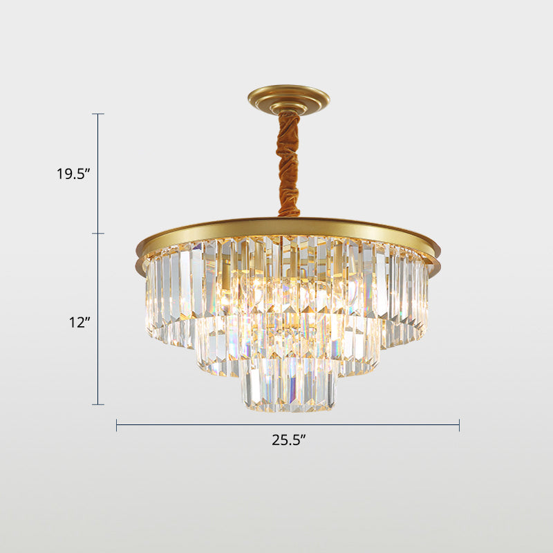 3-Ring Crystal Hanging Lamp Simplicity Gold Finish Chandelier Light for Dining Room Gold 25.5" Clearhalo 'Ceiling Lights' 'Chandeliers' 'Modern Chandeliers' 'Modern' Lighting' 2336047
