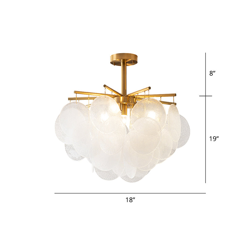 Seedy Glass Disc Ceiling Chandelier Modern Style Gold Finish Pendant Light for Dining Room Gold 18" Clearhalo 'Ceiling Lights' 'Chandeliers' 'Modern Chandeliers' 'Modern' Lighting' 2336067