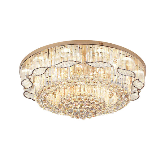 Flower Shaped Flushmount Ceiling Lamp Modern Clear Crystal 7-Light Living Room Flush Light Fixture Clearhalo 'Ceiling Lights' 'Close To Ceiling Lights' 'Close to ceiling' 'Flush mount' Lighting' 2336098