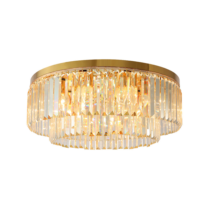 Circular Crystal Prism Flush Ceiling Light Minimalist Gold Flush-Mount Light Fixture for Bedroom Clearhalo 'Ceiling Lights' 'Close To Ceiling Lights' 'Close to ceiling' 'Flush mount' Lighting' 2336116