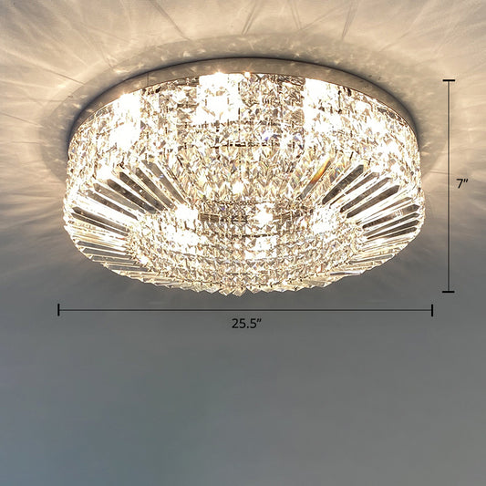 Crystal Loop Shaped Ceiling Light Fixture Simple Style Flush Mount Lighting for Bedroom Silver 25.5" Clearhalo 'Ceiling Lights' 'Close To Ceiling Lights' 'Close to ceiling' 'Flush mount' Lighting' 2336143