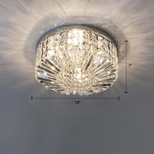 Crystal Loop Shaped Ceiling Light Fixture Simple Style Flush Mount Lighting for Bedroom Silver 18" Clearhalo 'Ceiling Lights' 'Close To Ceiling Lights' 'Close to ceiling' 'Flush mount' Lighting' 2336148