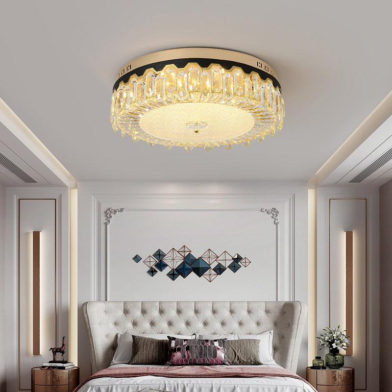 Bedroom LED Ceiling Lighting Minimalist Clear Flush Mount with Round Crystal Shade Clearhalo 'Ceiling Lights' 'Close To Ceiling Lights' 'Close to ceiling' 'Flush mount' Lighting' 2336150