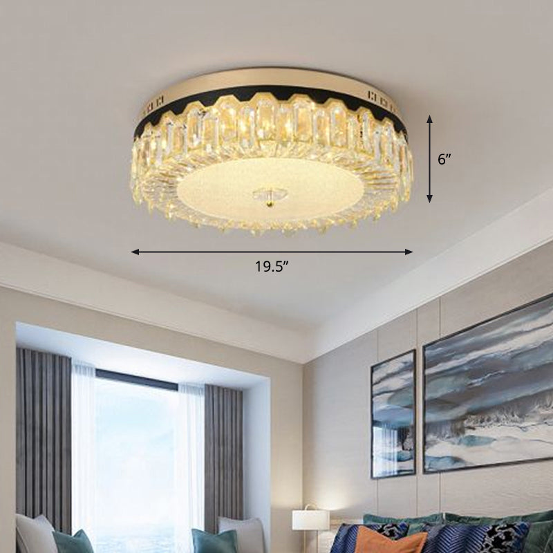 Bedroom LED Ceiling Lighting Minimalist Clear Flush Mount with Round Crystal Shade Clear Rhombus Clearhalo 'Ceiling Lights' 'Close To Ceiling Lights' 'Close to ceiling' 'Flush mount' Lighting' 2336151