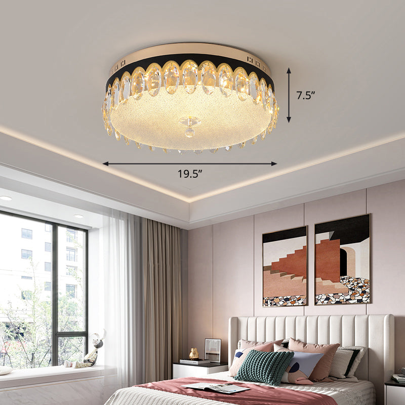 Bedroom LED Ceiling Lighting Minimalist Clear Flush Mount with Round Crystal Shade Clear Oval Clearhalo 'Ceiling Lights' 'Close To Ceiling Lights' 'Close to ceiling' 'Flush mount' Lighting' 2336152