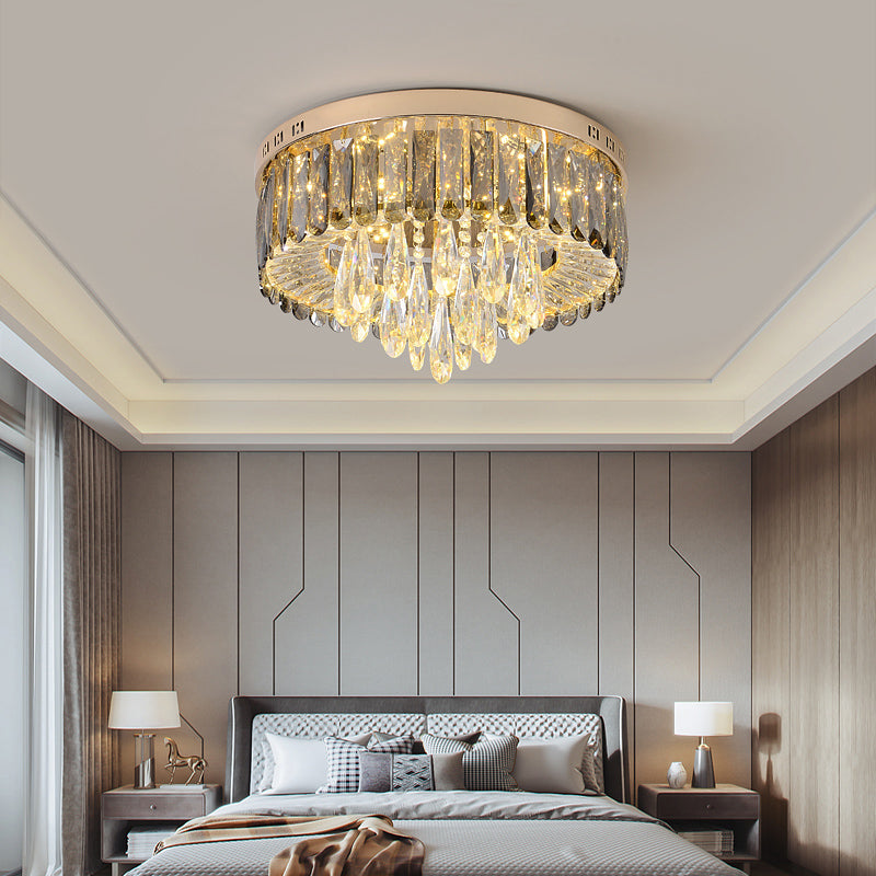 Bedroom LED Ceiling Lighting Minimalist Clear Flush Mount with Round Crystal Shade Clearhalo 'Ceiling Lights' 'Close To Ceiling Lights' 'Close to ceiling' 'Flush mount' Lighting' 2336157