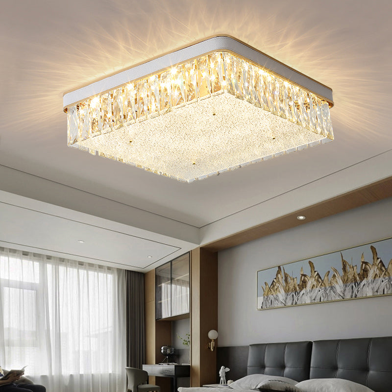 Geometric Shape LED Flush Mount Fixture Simplicity K9 Crystal Bedroom Flush Ceiling Light Clearhalo 'Ceiling Lights' 'Close To Ceiling Lights' 'Close to ceiling' 'Flush mount' Lighting' 2336166