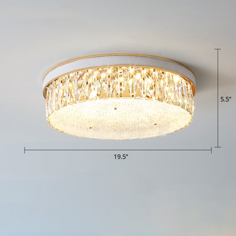 Geometric Shape LED Flush Mount Fixture Simplicity K9 Crystal Bedroom Flush Ceiling Light White 19.5" Round Clearhalo 'Ceiling Lights' 'Close To Ceiling Lights' 'Close to ceiling' 'Flush mount' Lighting' 2336169