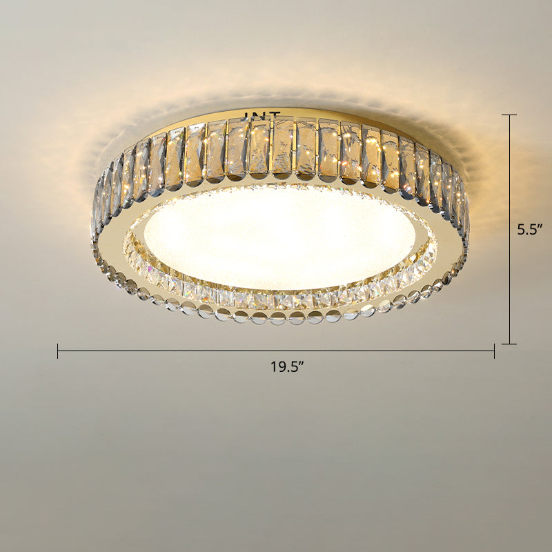 Geometrical Flush Mount Lighting Fixture Minimalistic Crystal Clear Ceiling Lamp for Bedroom Clear 19.5" Round Clearhalo 'Ceiling Lights' 'Close To Ceiling Lights' 'Close to ceiling' 'Flush mount' Lighting' 2336203