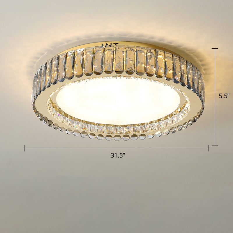 Geometrical Flush Mount Lighting Fixture Minimalistic Crystal Clear Ceiling Lamp for Bedroom Clear 31.5" Round Clearhalo 'Ceiling Lights' 'Close To Ceiling Lights' 'Close to ceiling' 'Flush mount' Lighting' 2336205