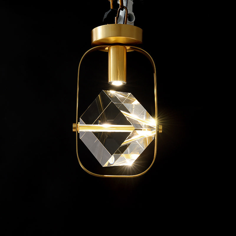 Cube LED Close to Ceiling Lamp Postmodern Crystal Gold Semi Flush Mount Light for Foyer Clearhalo 'Ceiling Lights' 'Close To Ceiling Lights' 'Close to ceiling' 'Semi-flushmount' Lighting' 2336209