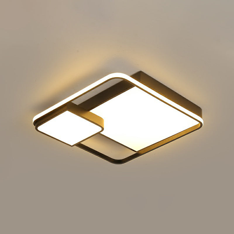 Minimalist Style Ceiling Mount Light Black Square LED Flush Light with Acrylic Shade Black 20.5" White Clearhalo 'Ceiling Lights' 'Close To Ceiling Lights' 'Close to ceiling' 'Flush mount' Lighting' 2336329