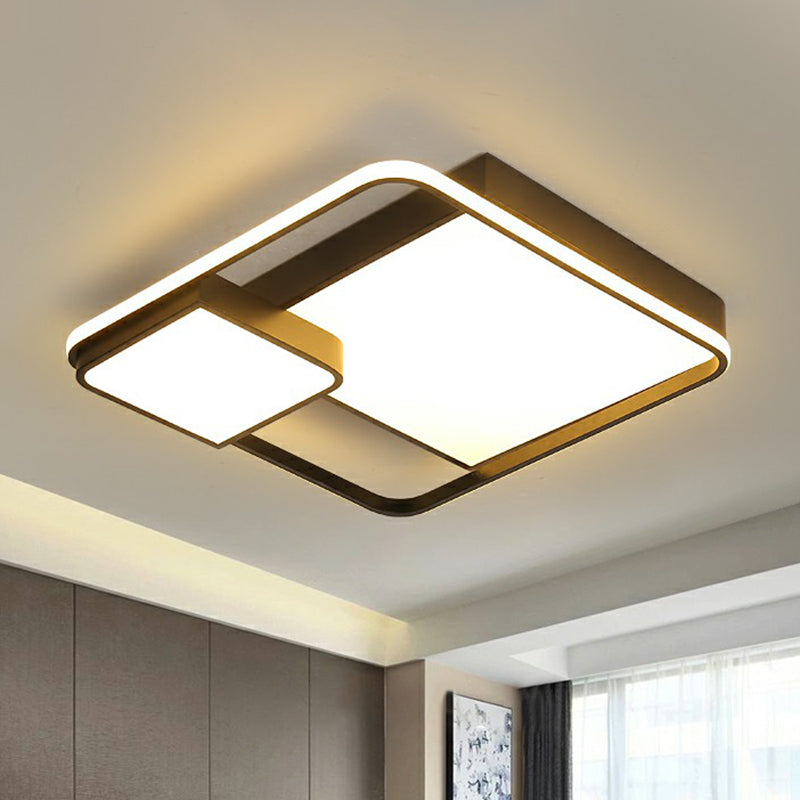 Minimalist Style Ceiling Mount Light Black Square LED Flush Light with Acrylic Shade Clearhalo 'Ceiling Lights' 'Close To Ceiling Lights' 'Close to ceiling' 'Flush mount' Lighting' 2336330