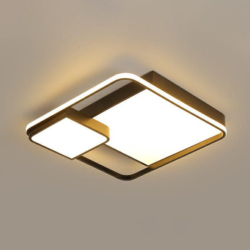 Minimalist Style Ceiling Mount Light Black Square LED Flush Light with Acrylic Shade Black 24.5" Remote Control Stepless Dimming Clearhalo 'Ceiling Lights' 'Close To Ceiling Lights' 'Close to ceiling' 'Flush mount' Lighting' 2336331