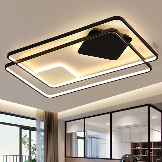 Parallel Ceiling Mount Lighting Modern Acrylic Black LED Flush Mount for Living Room Clearhalo 'Ceiling Lights' 'Close To Ceiling Lights' 'Close to ceiling' 'Flush mount' Lighting' 2336412