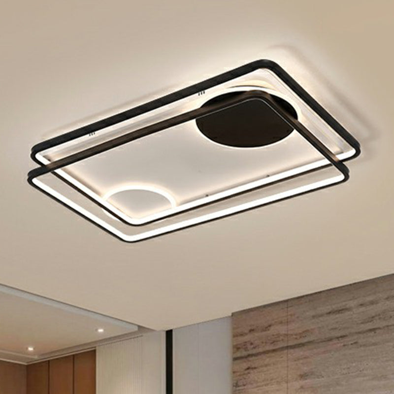 Acrylic Parallelogram Semi Flush Ceiling Light Minimalistic Black LED Flush Mounted Lamp for Bedroom Clearhalo 'Ceiling Lights' 'Close To Ceiling Lights' 'Close to ceiling' 'Flush mount' Lighting' 2336437