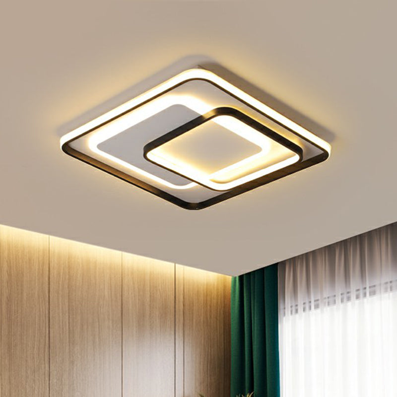 Minimalism LED Ceiling Lamp Black Rectangular Flush-Mount Light Fixture with Acrylic Shade Clearhalo 'Ceiling Lights' 'Close To Ceiling Lights' 'Close to ceiling' 'Flush mount' Lighting' 2336448