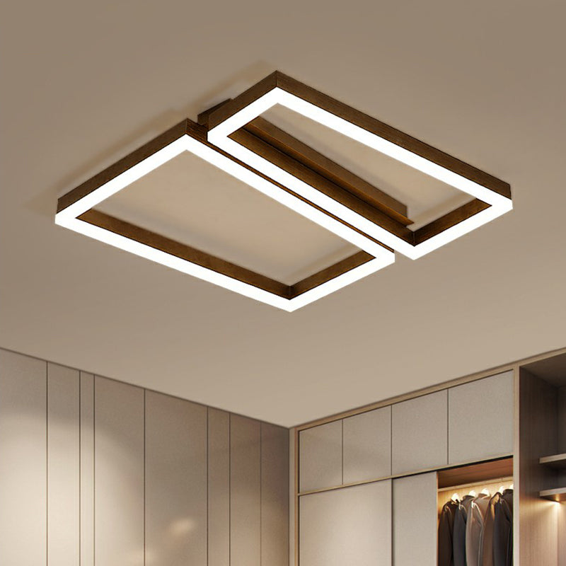 Trapezoid Metal LED Ceiling Mount Light Simple Coffee Finish Flushmount Lighting for Living Room Clearhalo 'Ceiling Lights' 'Close To Ceiling Lights' 'Close to ceiling' 'Flush mount' Lighting' 2336472